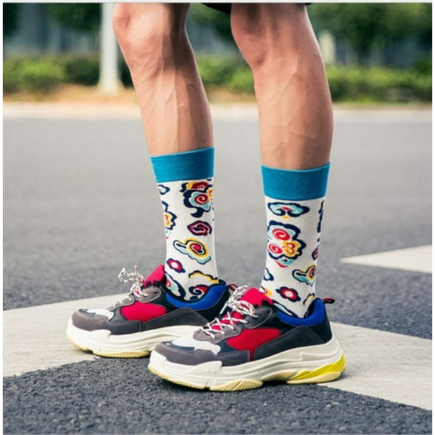 Men High Ankle Cotton Crew Socks Happy Labor Day Casual Sport Stocking 